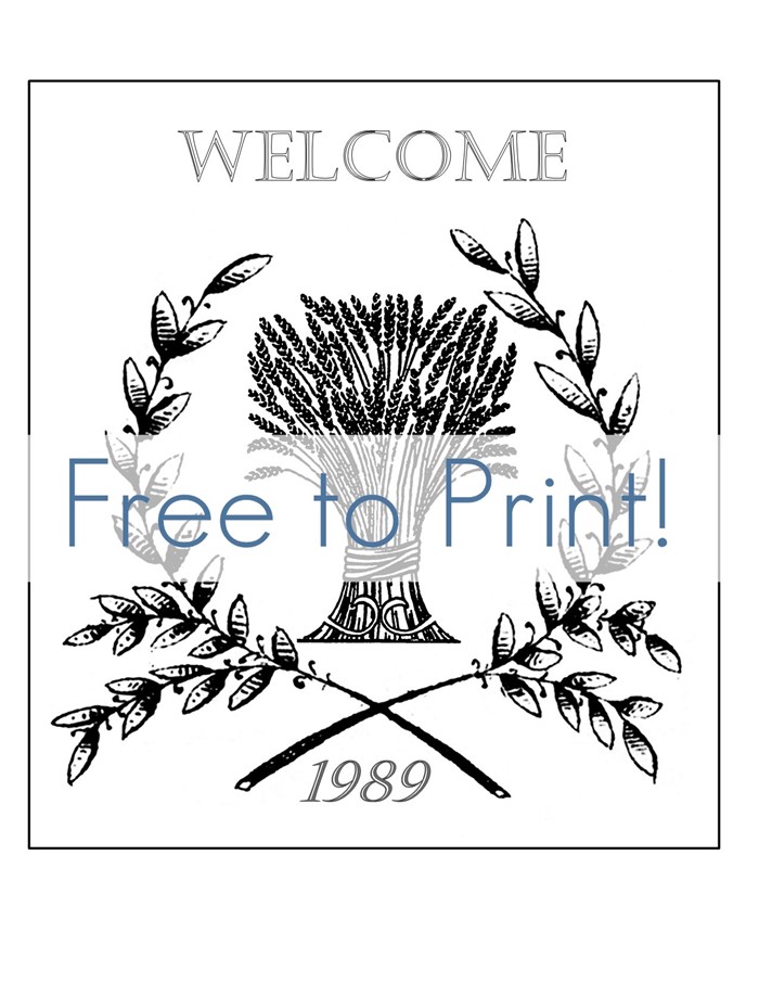 Get your Welcome French Grain Sack Style Wheat Printable to print for FREE! 