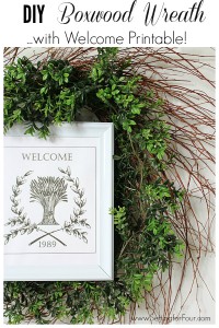 DIY Boxwood Wreath with Free Printable www.settingforfour.com