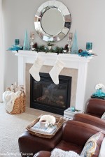 DIY Glam Christmas Mantel Decor Ideas - see how I decorated my mantel with glitter, shimmer and shine! | www.settingforfour.com