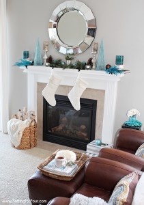 DIY Glam Christmas Mantel Decor Ideas - see how I decorated my mantel with glitter, shimmer and shine! | www.settingforfour.com
