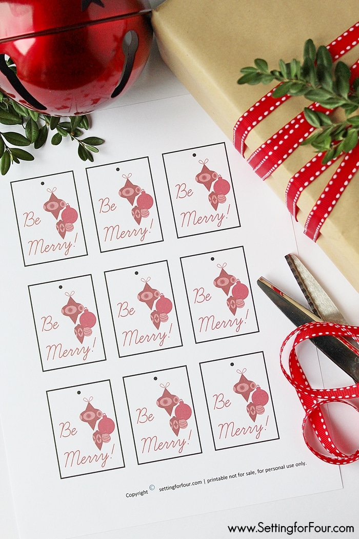 Free Printable Christmas Gift Tags - Setting for Four