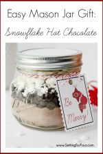 DIY Mason Jar Gift Idea with Snowflake Hot Chocolate | www.settingforfour.com