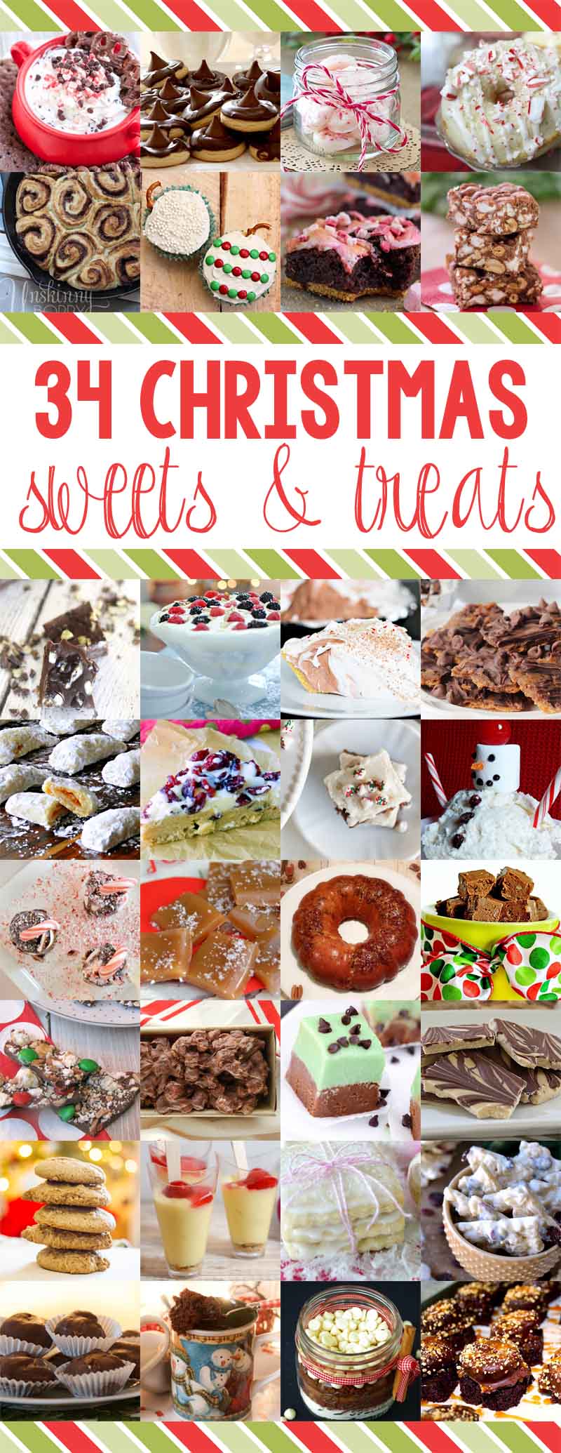 Must make! 34 Christmas Baking Ideas: 34 Delicious Sweets and Treats Recipes to satisfy your family's sweet tooth! Great food gift ideas too! You can bake up a storm with these YUMMY holiday desserts, squares, candy and cookie recipes!