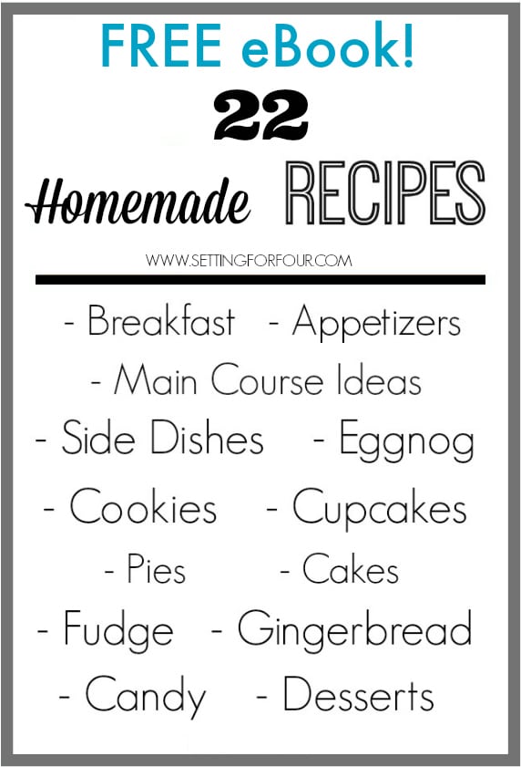 FREE Recipe Ebook filled with 22 Homemade Recipes including breakfast, snacks, lunch and dinner ideas!