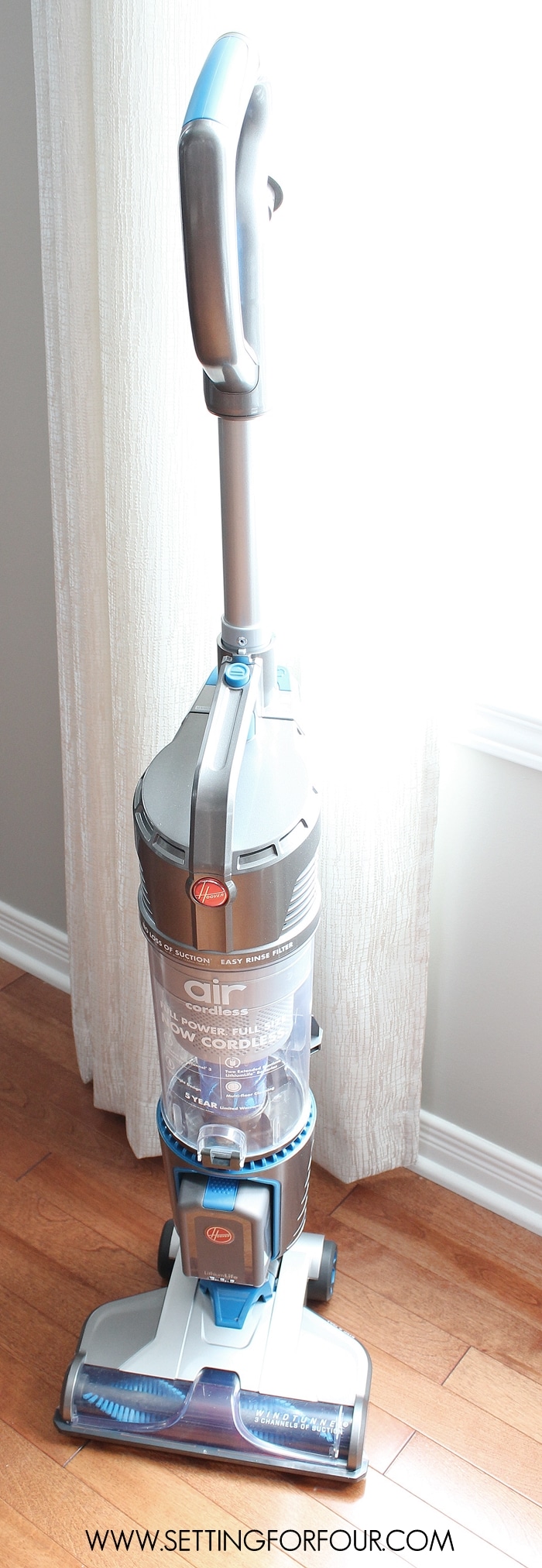 Looking for a new vacuum cleaner? This one has no cord - so convenient!! See how this Hoover Air Cordless vacuum cleaner can #RethinkCleaning! #CutTheCord www.settingforfour.com