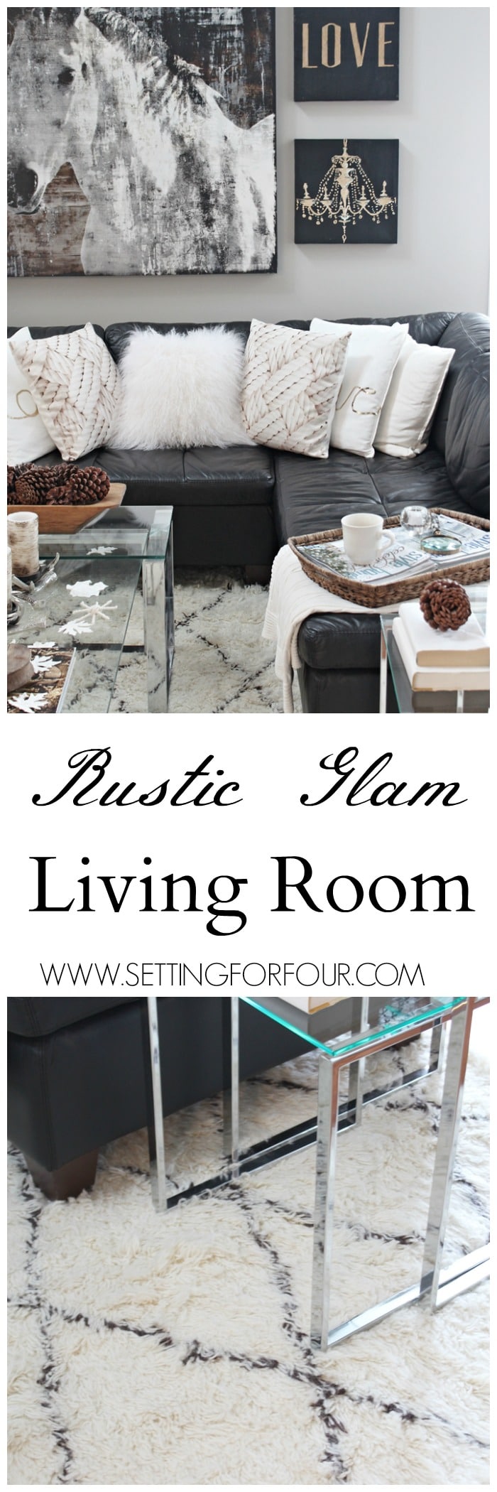 Rustic Glam Living Room New Rug Setting For Four