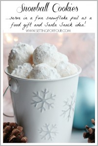 These Snowball Cookies look like adorable mini snowballs! Fabulous DIY Christmas gift Idea and Santa Snack idea too! www.settingforfour.com