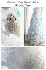 See how I decorated my Winter Woodland Glam White Christmas Tree for the holidays! Woodland animals, metallics and shine! www.settingforfour.com