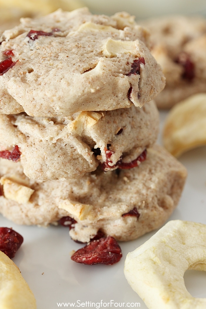 Make these healthy apple cranberry icebox cookies as a food gift! Teacher gift, hostess gift and a neighbor gift idea.