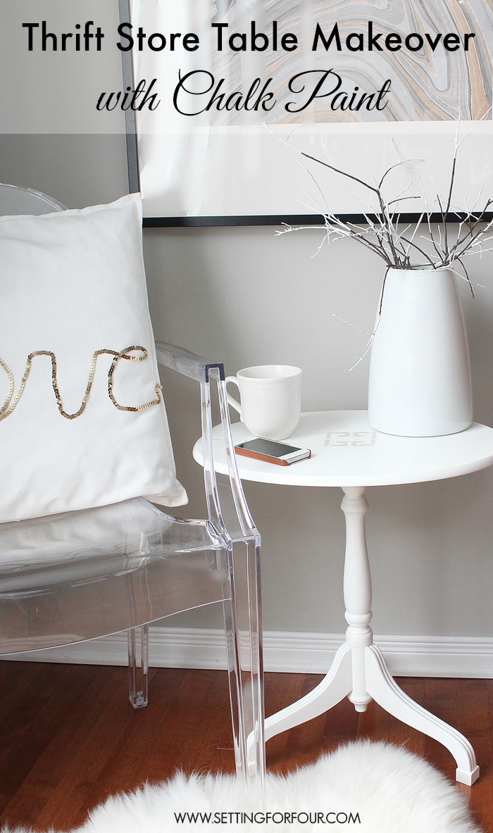 DIY Decorating - Chalk Paint Table Makeover. See how I turned a thrift store table into this stylish white painted table.