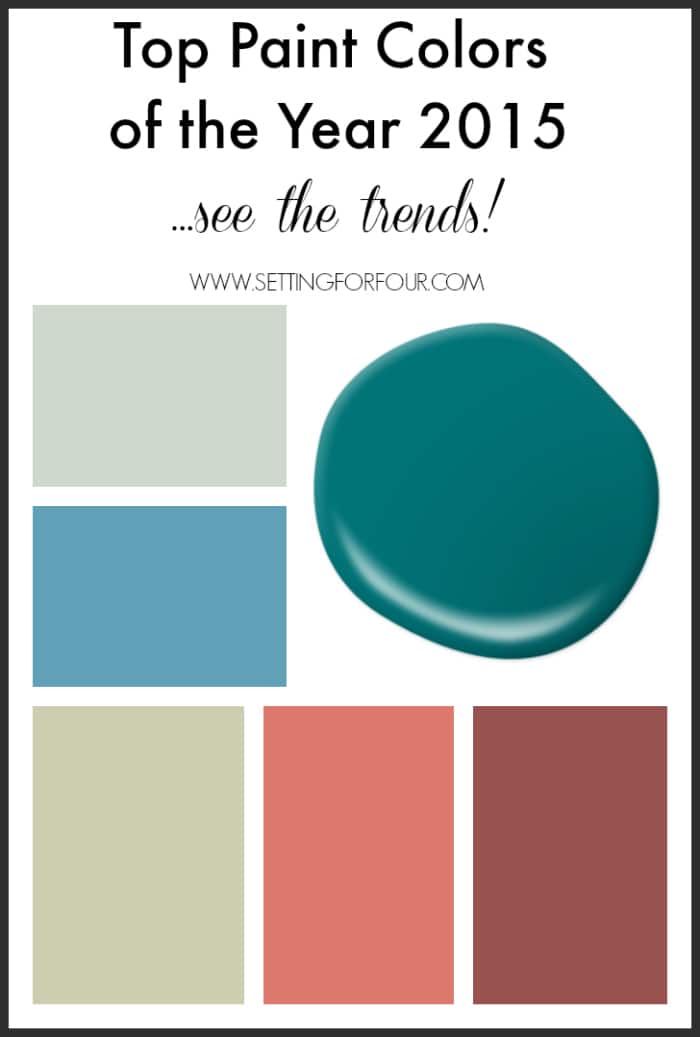 Top Paint Colors of the Year for 2015 - see the top paint companies popular color picks of the year! See the hot new color trends and amazing inspiration for your next DIY Decor paint project! www.settingforfour.com