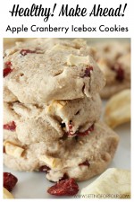 Healthy Apple Cranberry Make-Ahead Icebox Cookies: an easy recipe with tasty dried apple & cranberries. This is a yummy cookie recipe for the kids after school snack and school lunches!