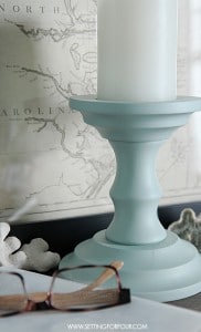 Painted Candlesticks - Beautiful DIY Home Decor: See how I turn thrift store finds into beautiful DIY home decor! See this tutorial to learn how to make inexpensive thrift store candlesticks this gorgeous blue color to make Beautiful Home Decor ON A BUDGET!