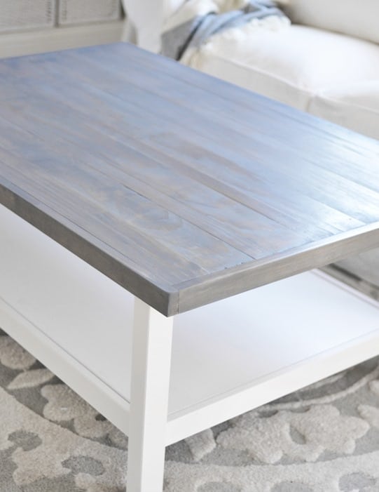 DIY Coffee Table with Weathered Gray furniture stain.