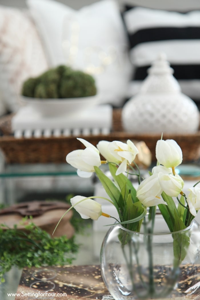 Spring Home Tour and decorating tips to add cheery color to your rooms for springtime!