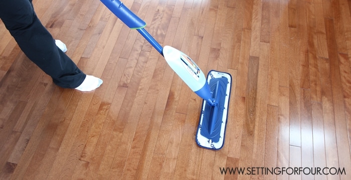 Easy Floor care tips - how to clean hardwood floors that's non toxic and leaves no streaky residue! #KeepItClean #sp