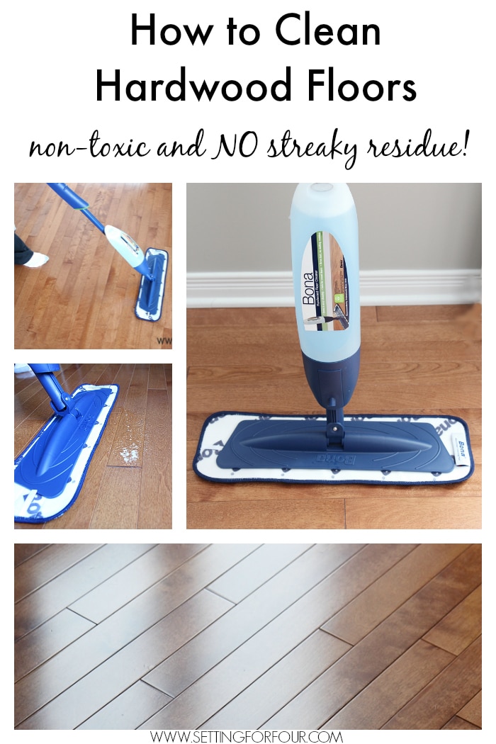 How to Clean Hardwood Floors that's non toxic and leaves no streaky residue. See these helpful floor cleaning tips and FREE Cleaning Checklist Printable! #KeepItClean #sp 