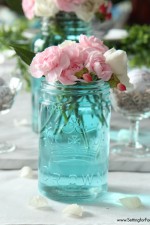 The easiest way to tint mason jars blue! No messy painting required!
