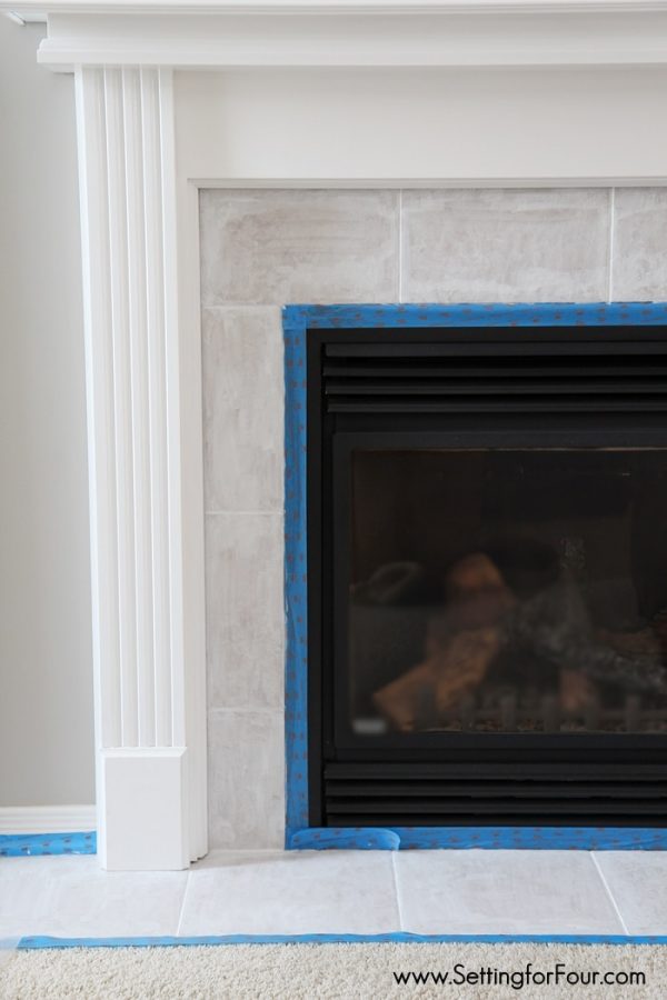 How to Paint Tile - Easy Fireplace Paint Makeover - Setting for Four