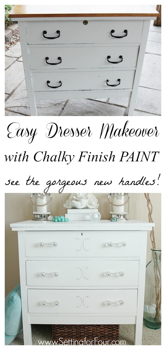 Dresser Makeover With Chalky Finish Paint Setting For Four