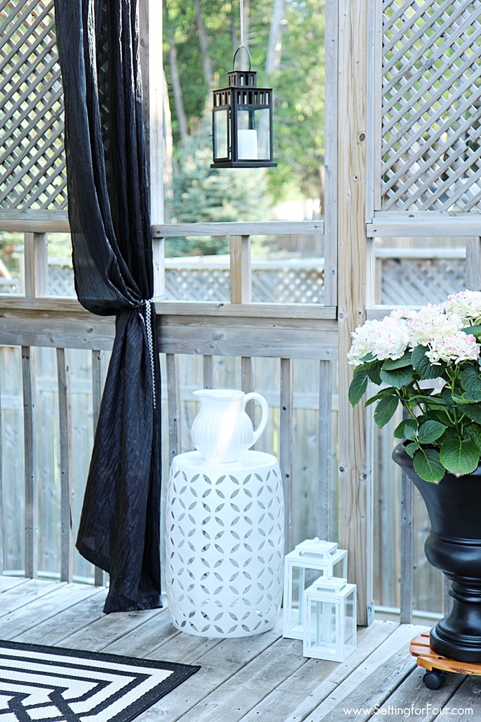 How to decorate with lanterns indoors and outdoors! Lanterns look amazing hung outside!