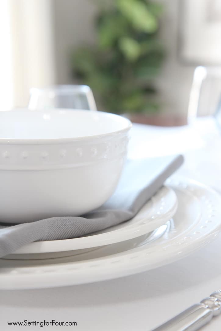 White dinnerware table setting. www.settingforfour.com