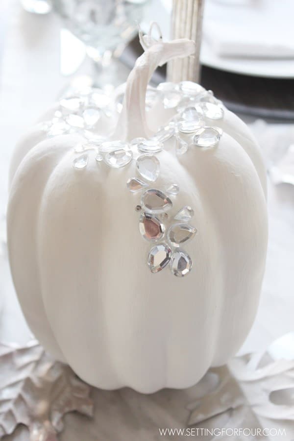 Easy Bling Pumpkin DIY. Bling Rhinestone Gem Sticker Pumpkin for Fall and Halloween