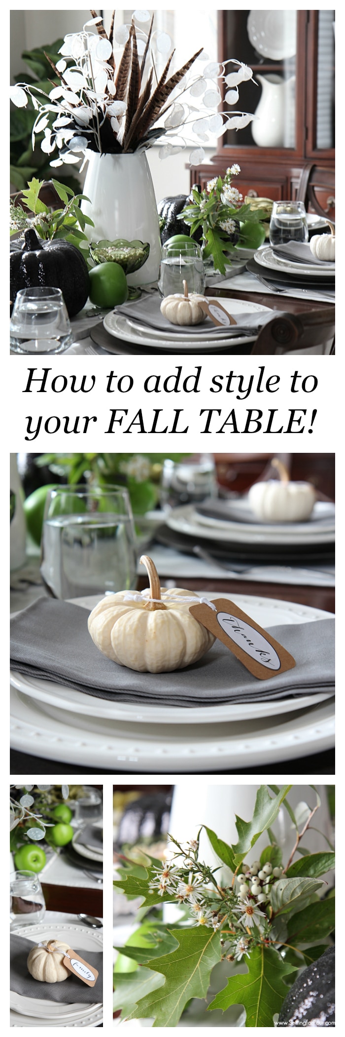 Fall Wildflower Tabletop Decorating Ideas - Setting for Four