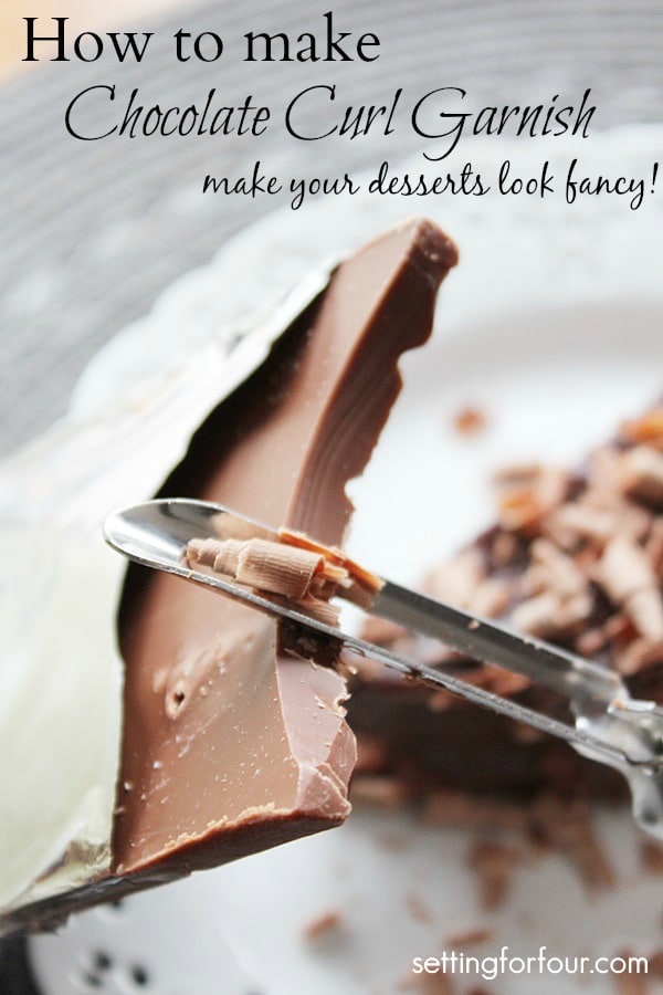 How to Make Chocolate Curl Garnish - make your desserts look fancy! So easy!