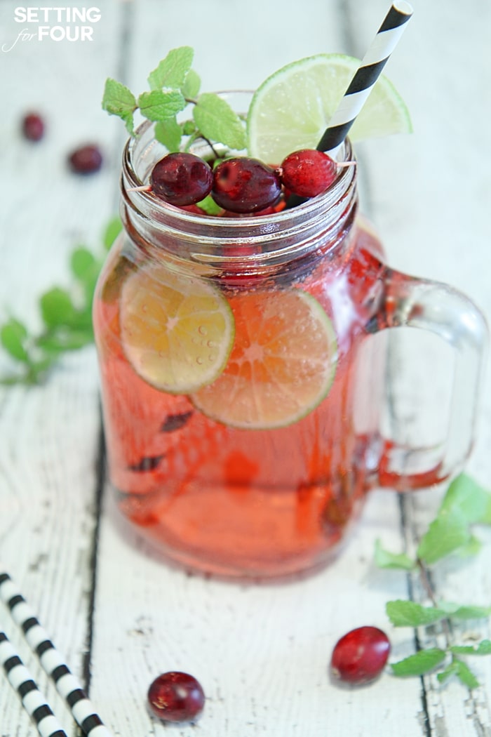 Cranberry Mojito Fizz Cocktail - delicious and refreshing! www.settingforfour.com