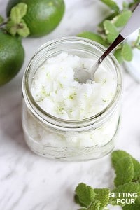 DIY Coconut Lime Mint Sugar Scrub - great gift idea1 www.settingforfour.com