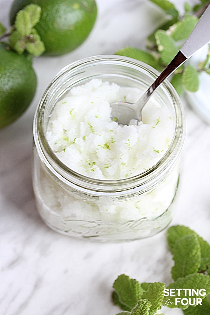 DIY Lime Mint Sugar Scrub for Skin Gift Idea Setting For Four Interiors
