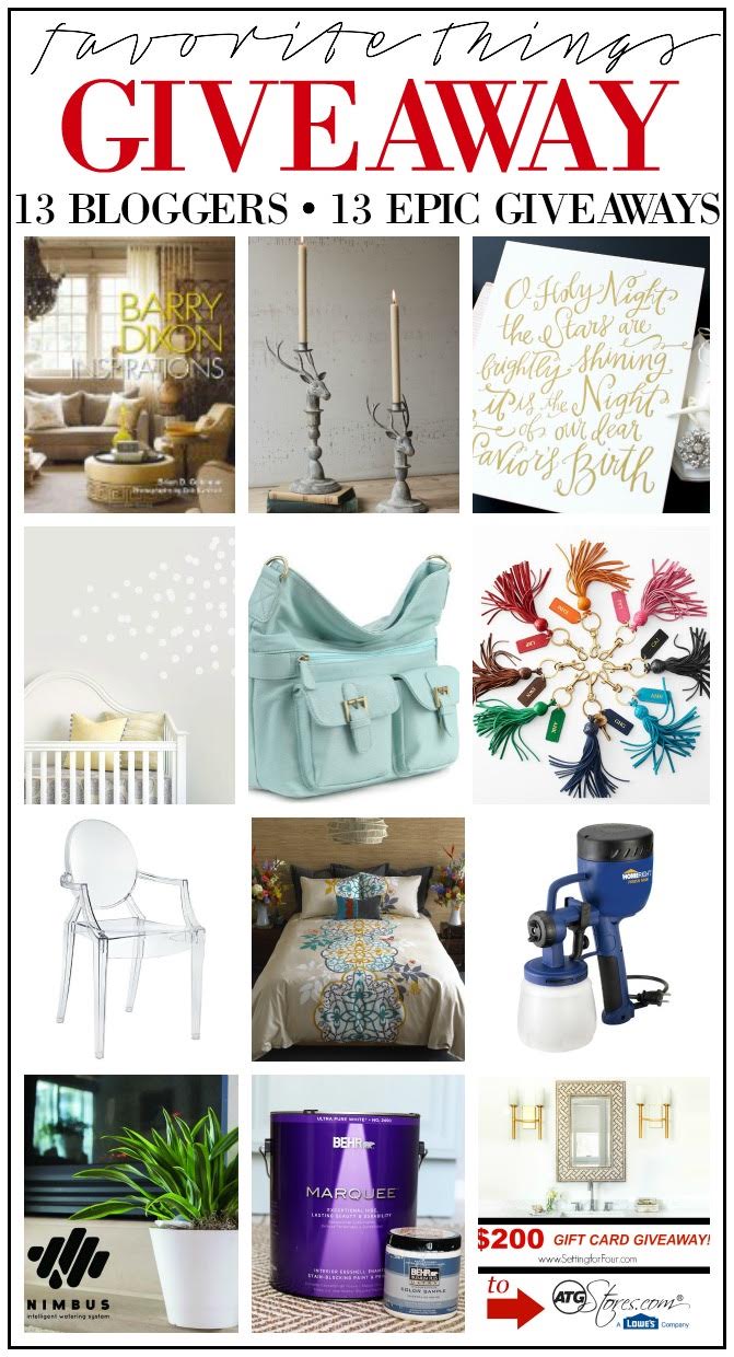 You won't want to miss this! MY FAVORITE THINGS GIFT GUIDES AND GIVEAWAYS! Check off your gift list with 13 creative bloggers EPIC gift guides and giveaways to enter to win lots of amazing things for gifts or for you and your home! www.settingforfour.com