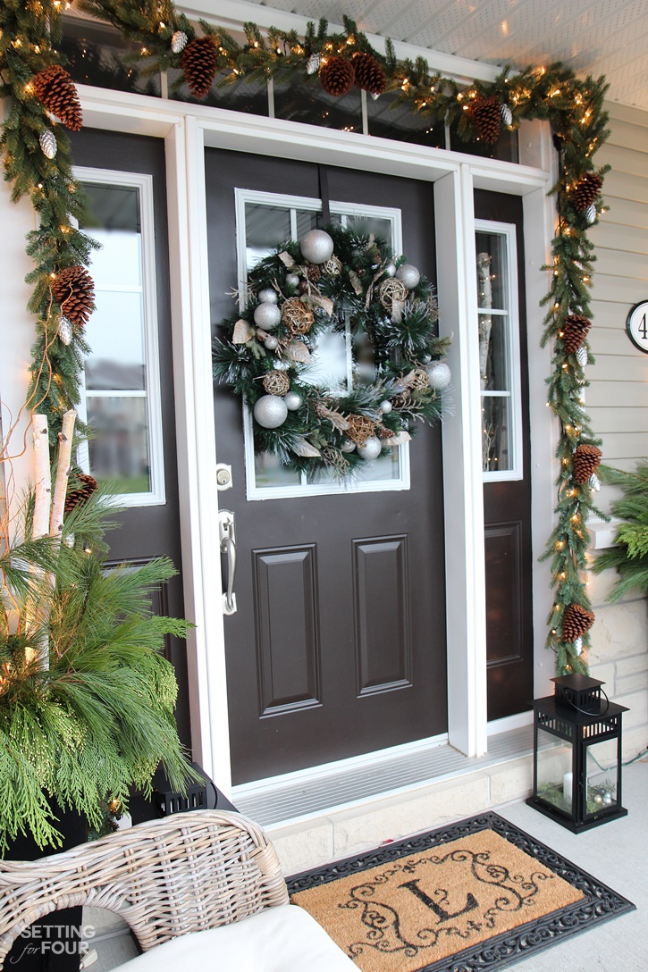 10 minute Holiday Home Decor Idea: How to decorate lanterns for Christmas. I display mine on my holiday porch!