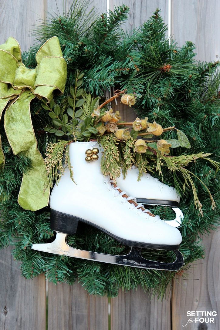 DIY Ice Skate Wreath - gorgeous holiday decor idea. www.settingforfour.com