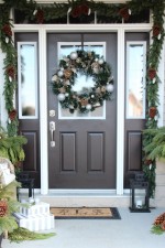 Come see all of my Holiday Cheer Outdoor Christmas Decorations and Christmas Entryway Home Tour. I show you how I love to add holiday curb appeal to my home! www.settingforfour.com