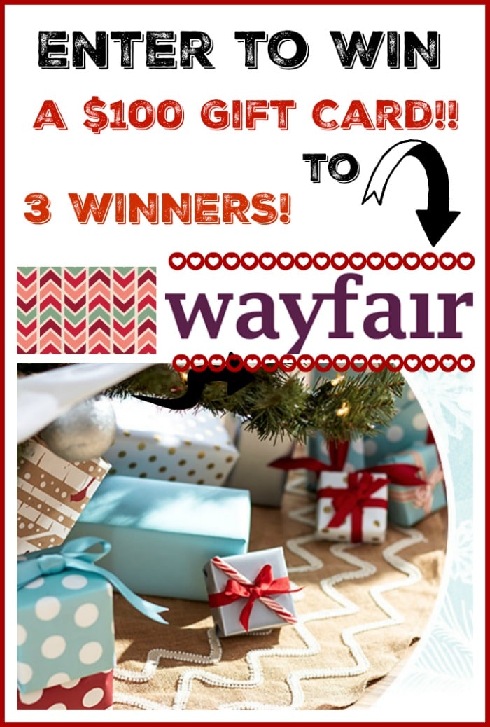 Amazing GIVEAWAY! Enter now to WIN one of THREE $100 Wayfair Gift Cards for the holidays! THREE Winners! Keep for yourself or gift it! www.settingforfour.com