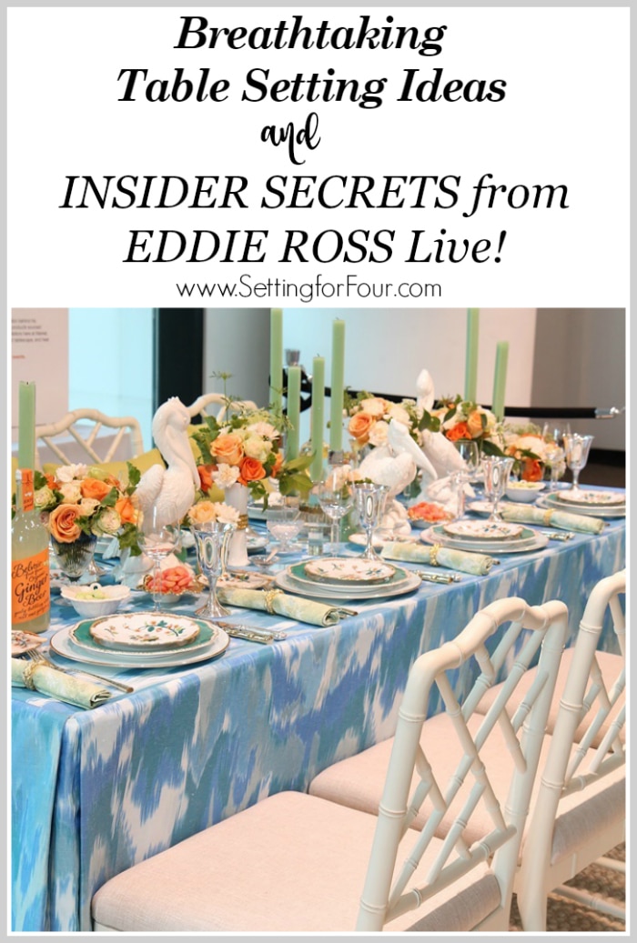 I saw Eddie Ross live and he revealed his insider secrets on how to create a breathtaking table setting for a memorable dining experience! And I'm sharing them all with you! Discover his secret tips on choosing chic dinnerware, plates, cutlery, glasses, centerpiece and exciting tabletop decor ideas. You'll LOVE these entertaining tips! For dinner party or wedding reception. www.settingforfour.com