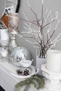 Winter mantel decorating ideas. www.settingforfour.com