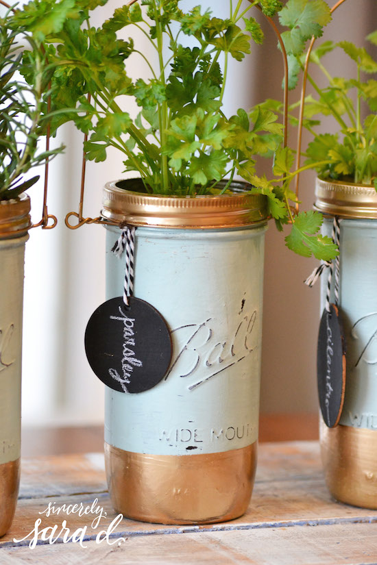 Mason Jar Herb Garden DIY.