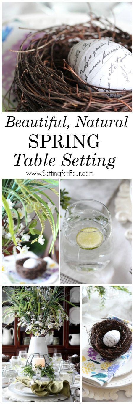 BEAUTIFUL Spring table setting ideas! Spring centerpiece, place setting, eggs and nest home decor ideas - must see Springtime inspiration!