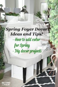 Looking to get a grand foyer look but not sure how? Come see my Spring Foyer - I'm sharing lots of diy home decor ideas that will add vigor to your vestibule! Get inspired with these beautiful spring decorating ideas!