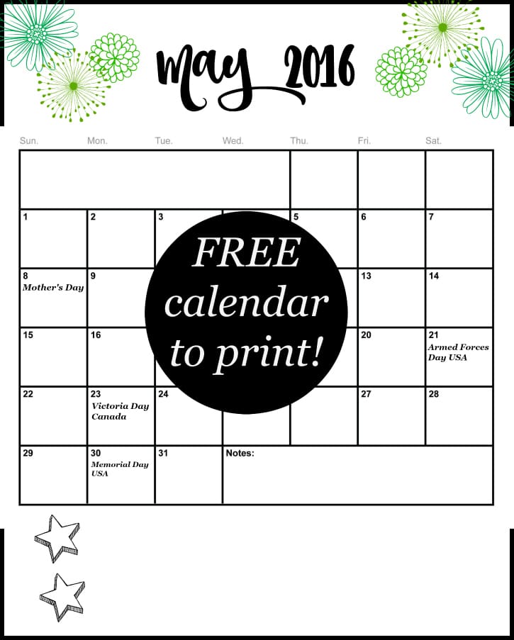 Stay organized and never miss an important appointment or holiday! Get your Free calendar for May 2016 at Setting for Four.