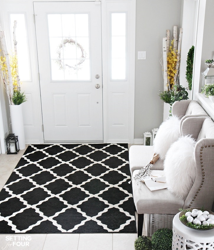 Looking to get a grand foyer look but not sure how? Come see my Spring Foyer - I'm sharing lots of diy home decor ideas that will add vigor to your vestibule! Get inspired with these beautiful spring decorating ideas!