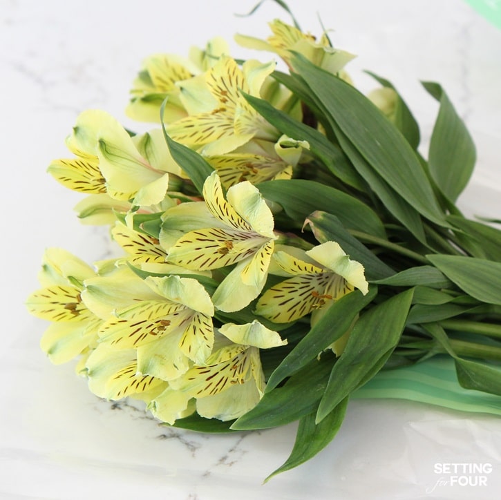 Alstroemeria flowers also called Peruvian lily make beautiful flower arrangements and can be found at the grocery store - they are so inexpensive!