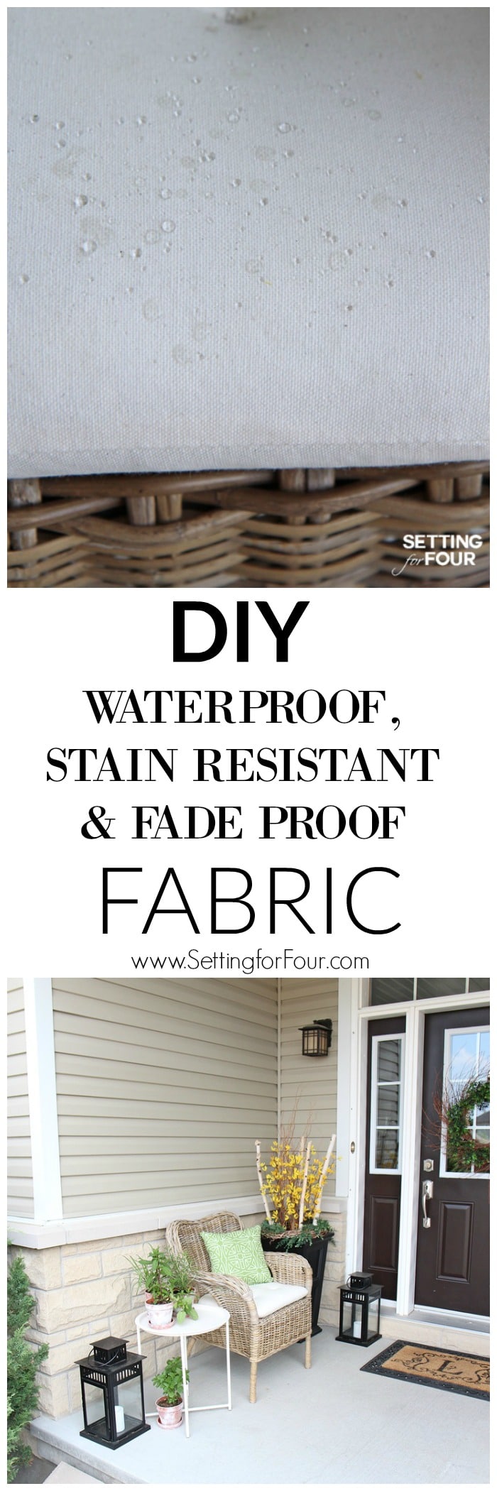 GENIUS! Easy DIY waterproof, stain resistant and fade proof fabric! Fabric is super durable for indoors or outdoors but still so soft. Great for kids and pets.