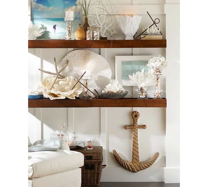 Decorate shelves with faux coral