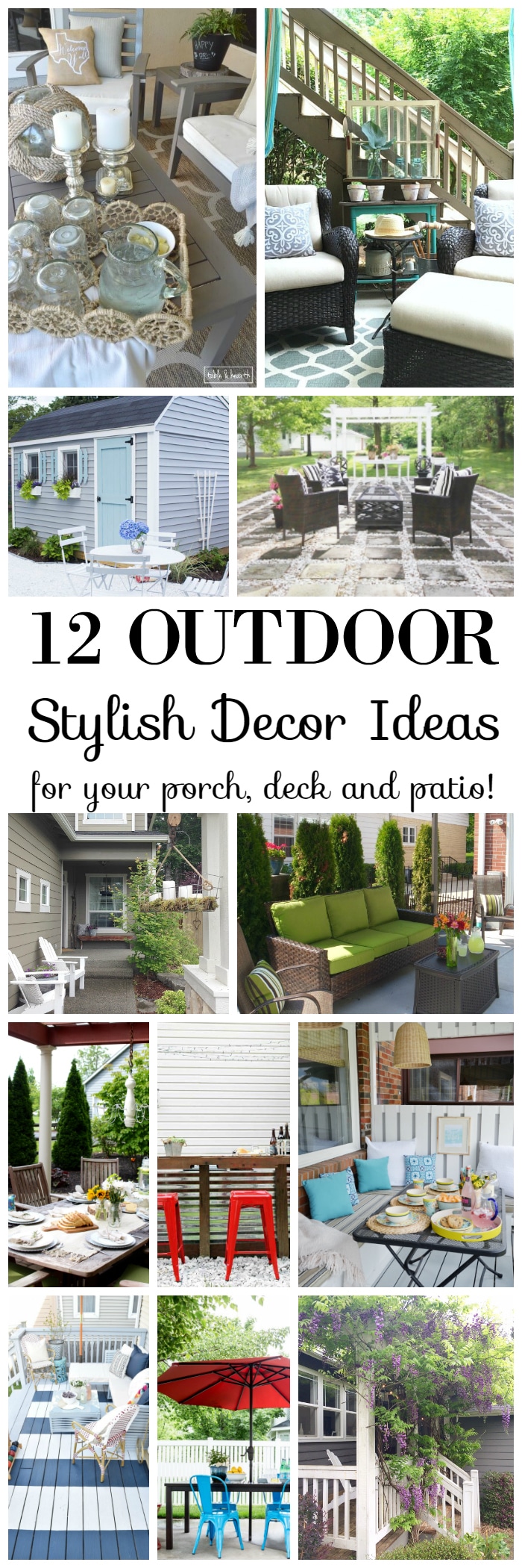 Add summer coziness and relaxed beauty to your outdoor home spaces with these 12 stylish DIY decor ideas for your porch, deck and patio! www.settingforfour.com