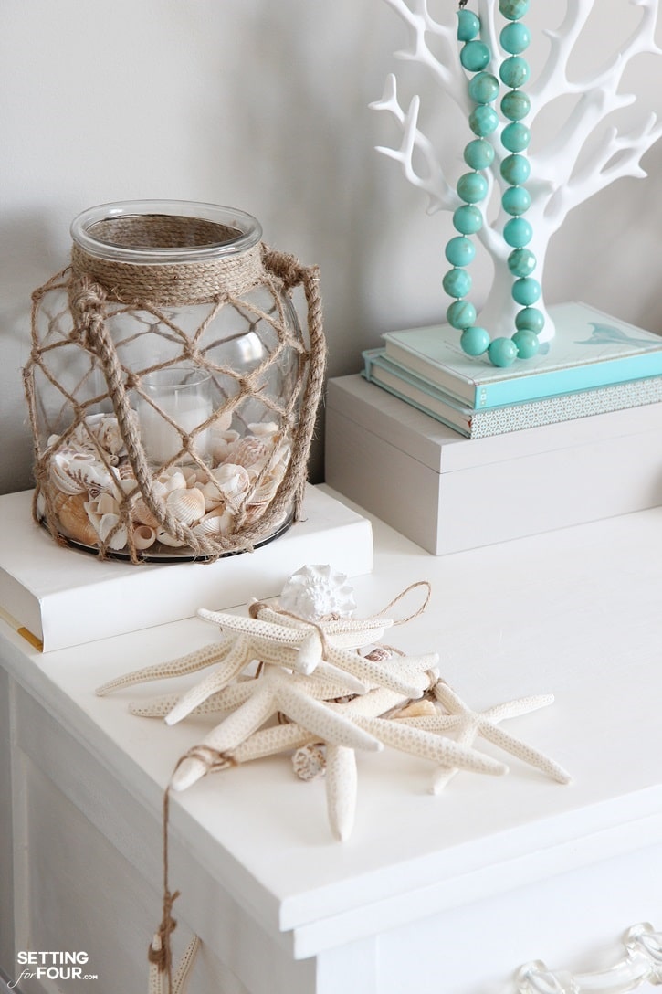 How to decorate with lanterns indoors and outdoors! Lanterns look beautiful on a dresser!