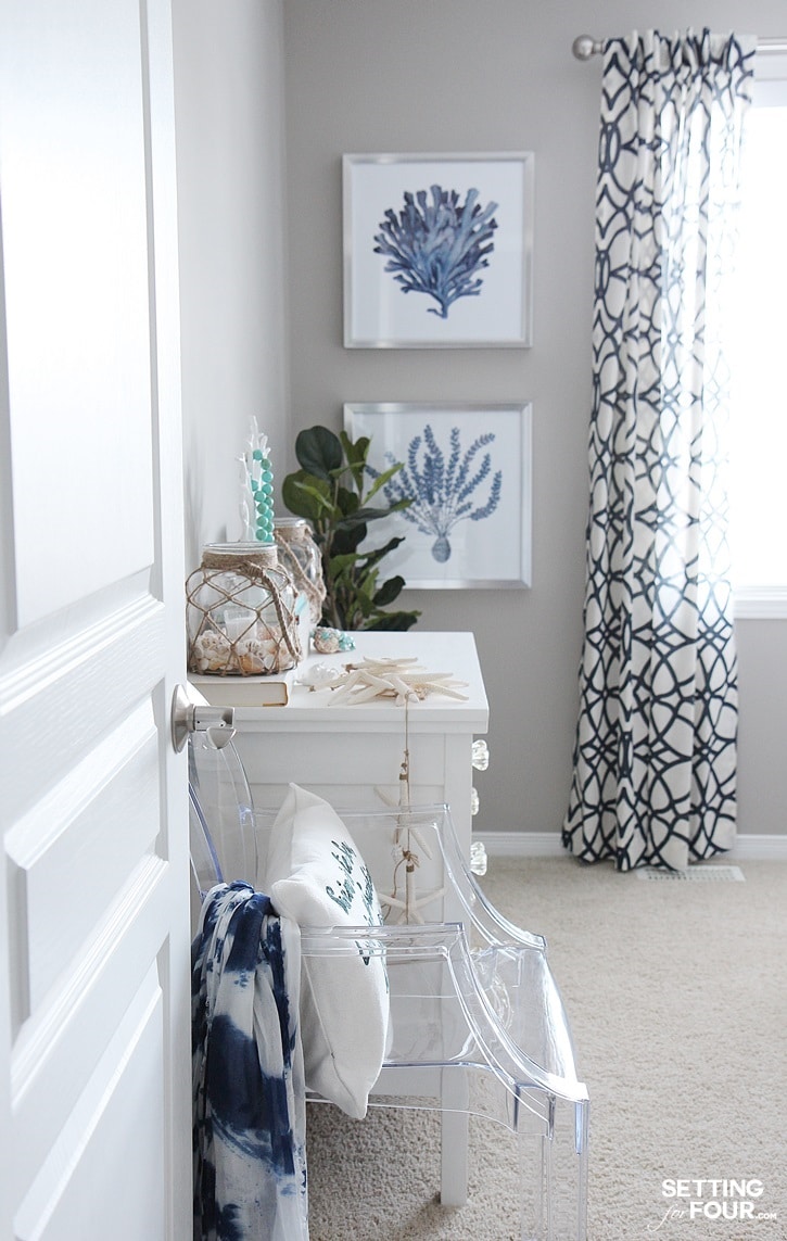 Guest Bedroom Decor Ideas: I'm so excited to show you my guest room refresh that's now complete with a new swoon worthy headboard, bedding, wall art and decor! I'm sharing the design process and the items I chose for the space so you can see how I created this look and how layering decor is so important when styling a room and home. www.settingforfour.com